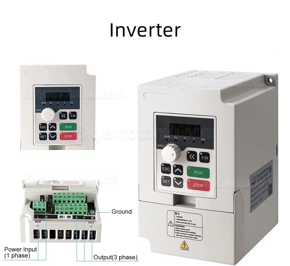 2.2KW VFD Spindle Kit 80-2.2KW-ER20 + H100-2.2 Indc. Air Cooled Spindle Motor + Variable Frequency Drive + 13Pcs ER20 Collet